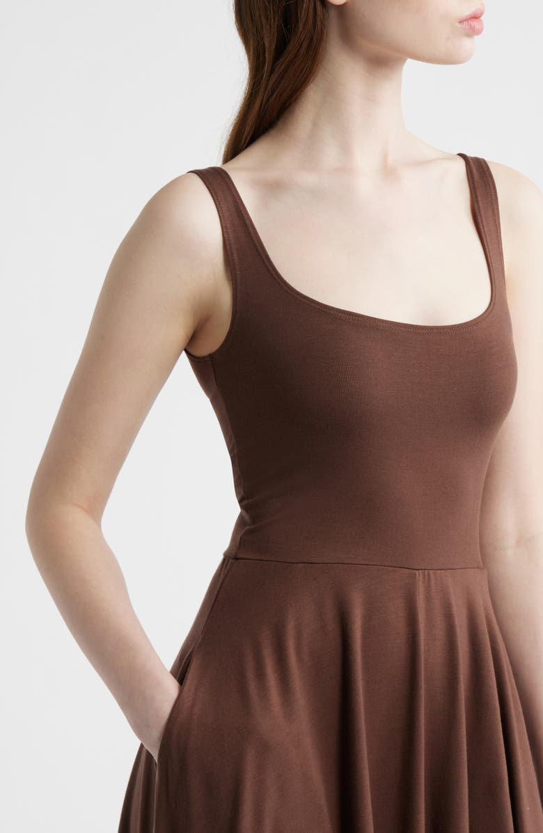 Reformation Rou Jersey Midi Dress, Alternate, color, Cafe