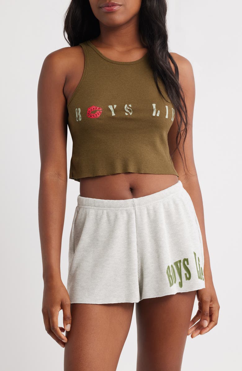 BOYS LIE Cadet Bee Gee Rib Crop Tank, Main, color, Brown