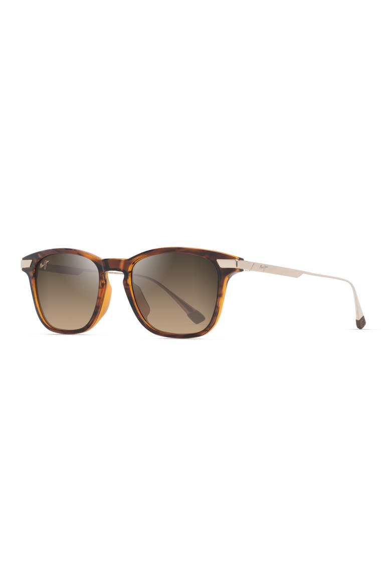 Manaolana 51mm Polarized Square Sunglasses, Alternate, color, SHINY DARK HAVANA W/ GOLD