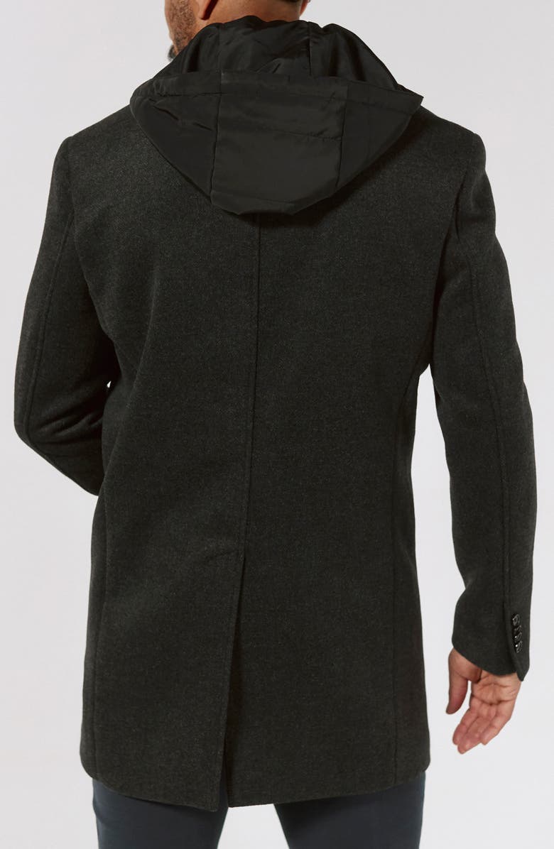 7 Diamonds Midtown Felted Overcoat with Removable Hooded Puffer Bib, Alternate, color, Charcoal