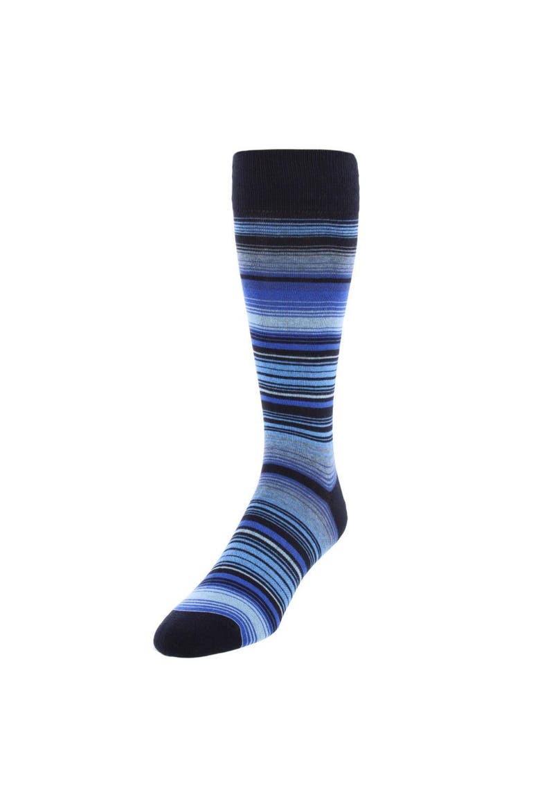 Aciano Micro Mulit-Stripe Mid-Calf Dress Socks, Main, color, Multiple Blues Micro Stripes