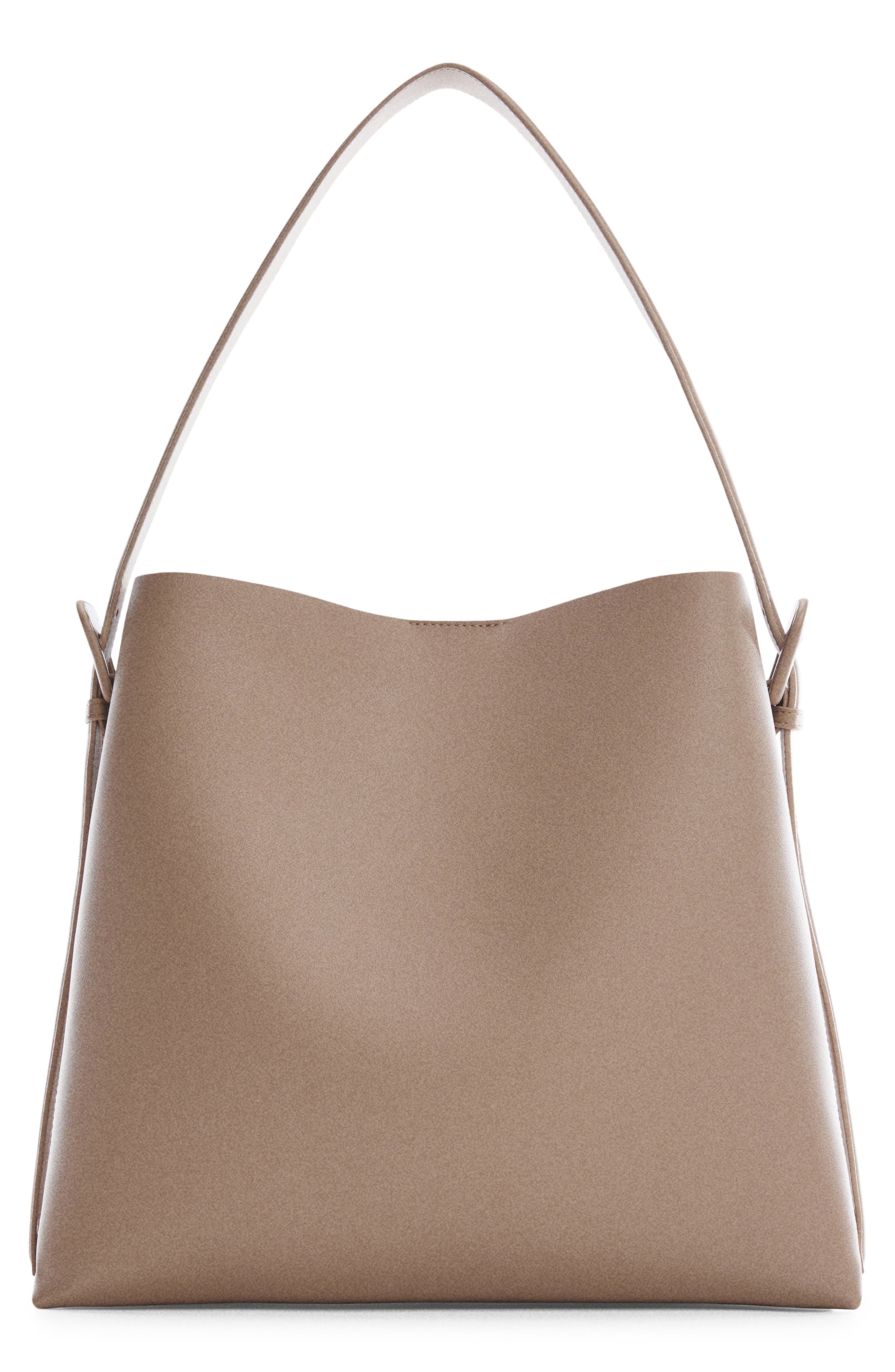 MANGO Faux Leather Shopper Bag with Buckle Detail, Main, color, 