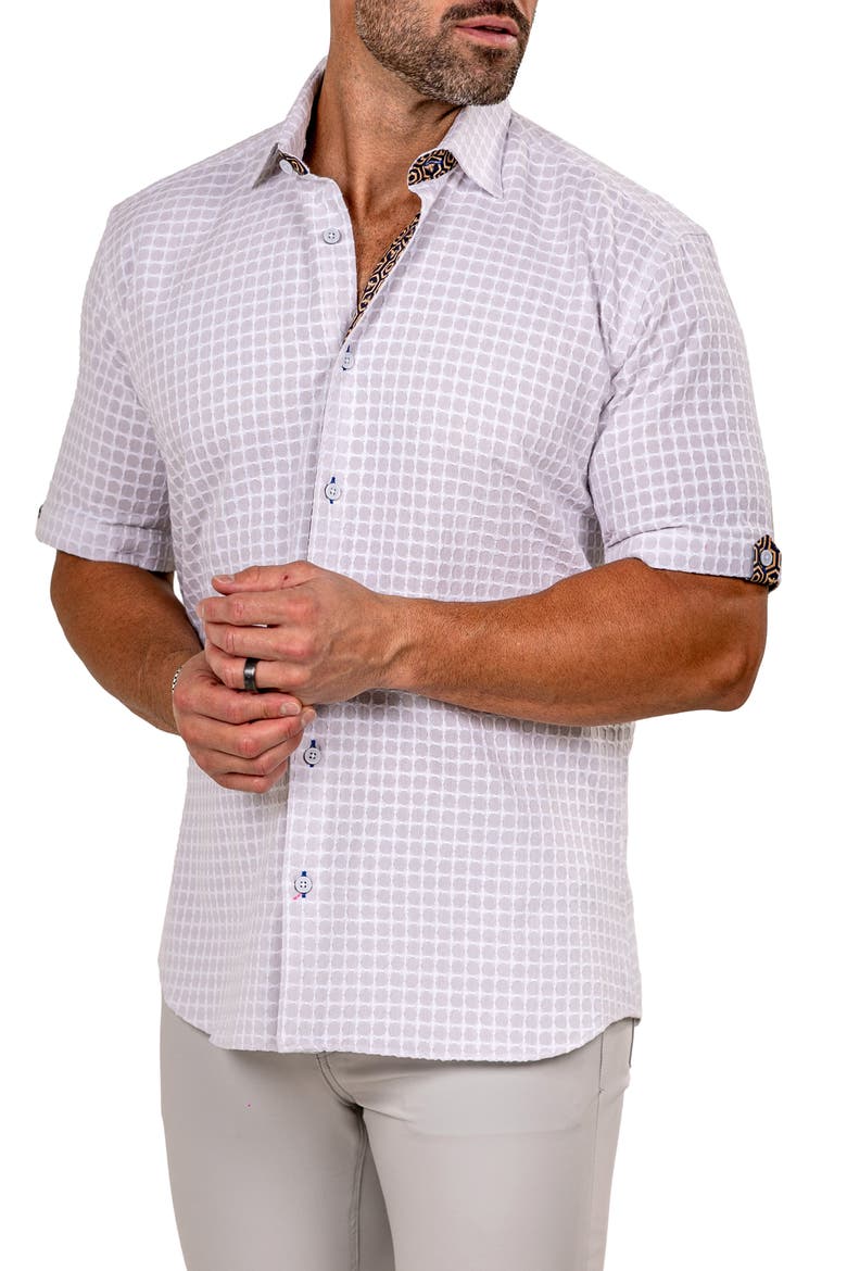 Galileo Marthy Short Sleeve Button-Up Shirt, Alternate, color, GREY