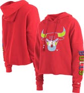 New Era Women's New Era Red Chicago Bulls Color Pack Cropped Top Pullover Hoodie