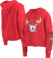 New Era Women's New Era Red Chicago Bulls Color Pack Cropped Top Pullover Hoodie