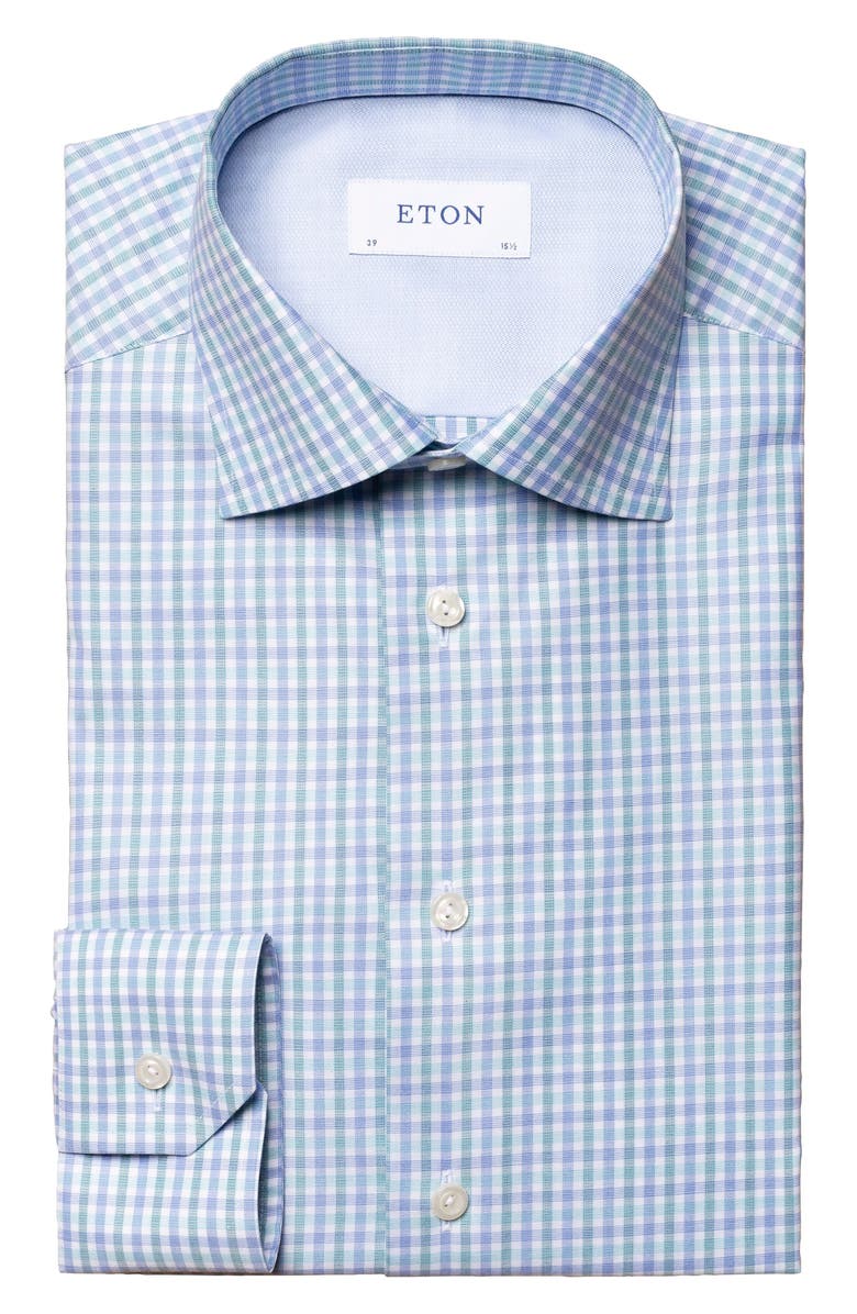 Eton Contemporary Fit Check Cotton Dress Shirt, Alternate, color,