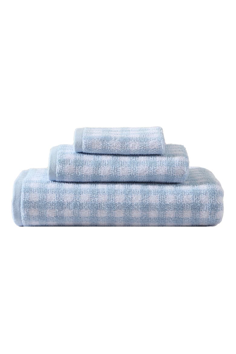 Ginny Terry Cotton 3-Piece Towel Set, Main, color, BLUE BELL / WHITE