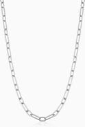 Oradina Sterling Silver Rhythm Link Chain Necklace