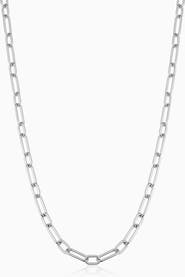 Oradina Sterling Silver Rhythm Link Chain Necklace