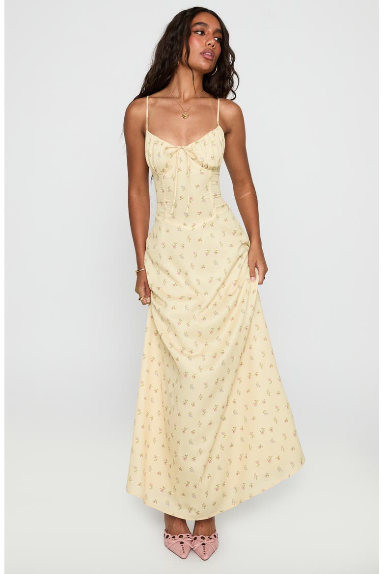 Floral Print Maxi Dress, Alternate, color, YELLOW FLORAL