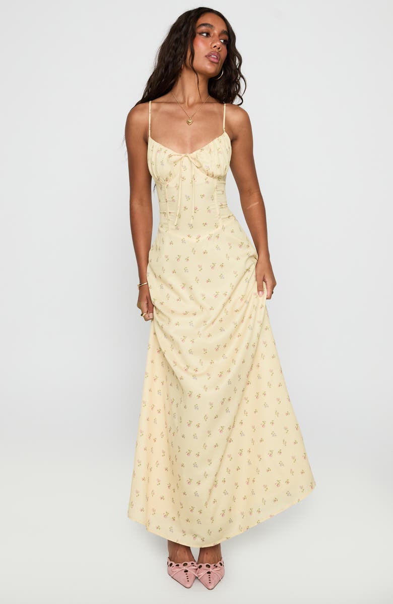 Princess Polly Floral Print Maxi Dress, Alternate, color, Yellow Floral