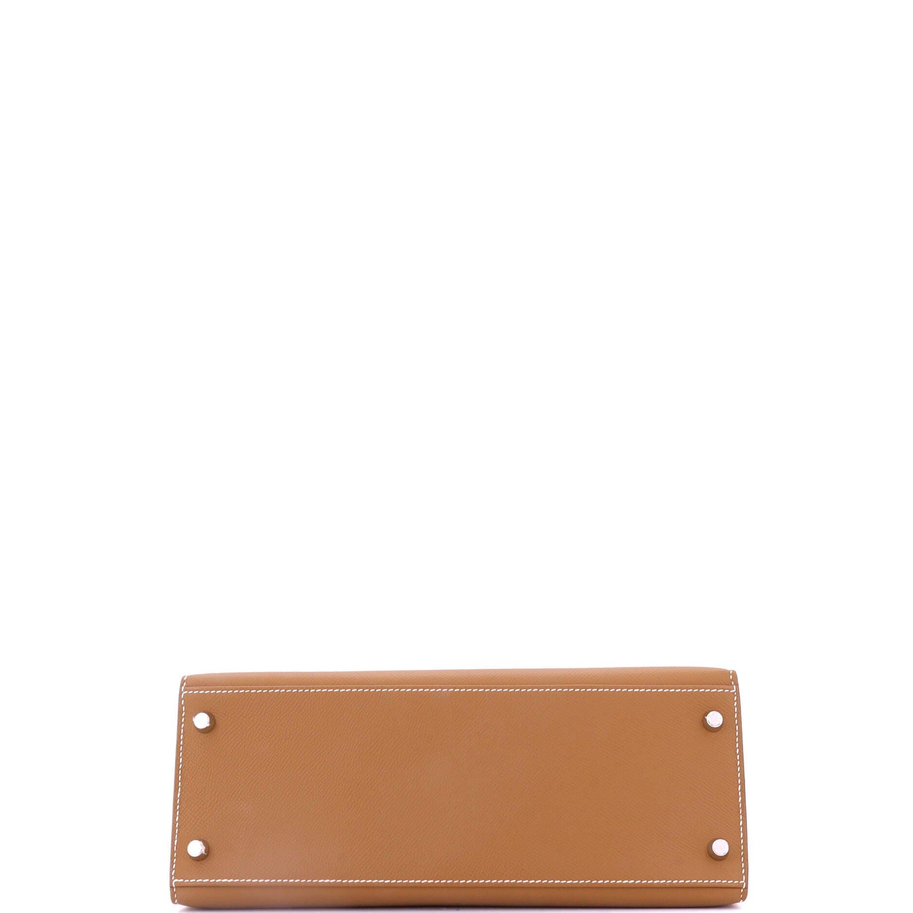 Pre-Owned Hermes Kelly Handbag Brown Epsom with Palladium Hardware 28, Alternate, color, 