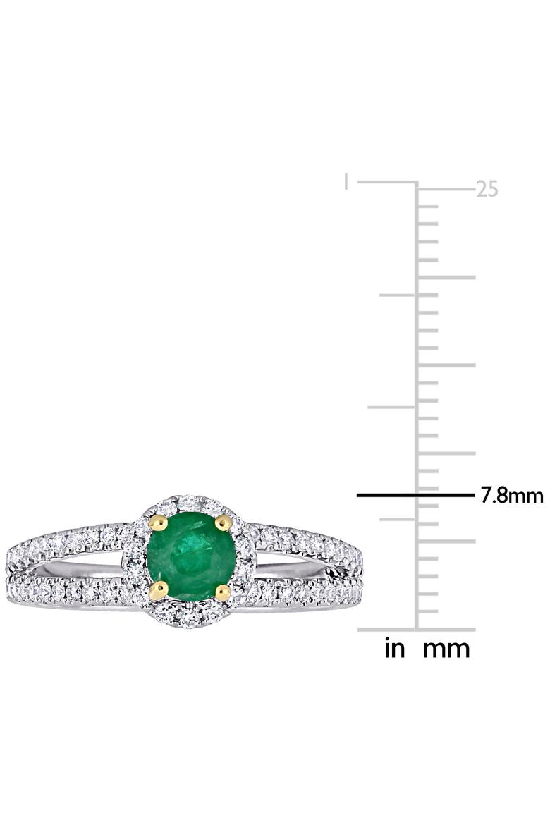 Emerald & Diamond Halo Ring 14k, Alternate, color, Emerald