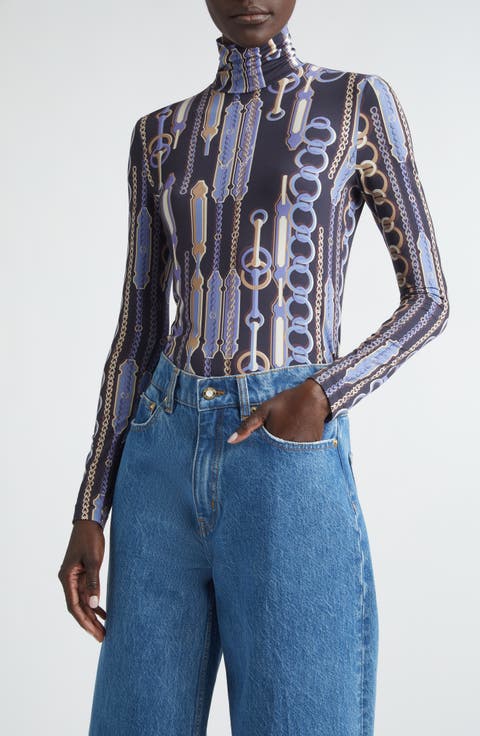 Heritage Chain Bridle Print Turtleneck Top