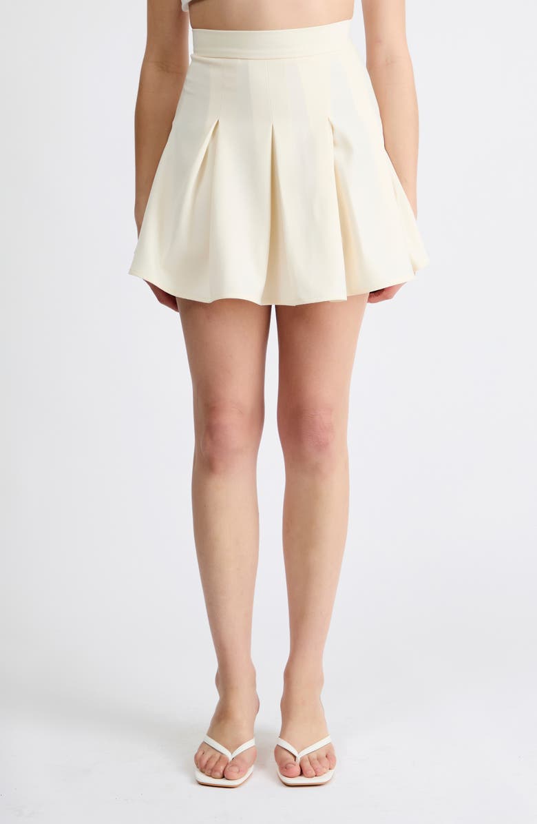 Extro & Vert Juliet Pleated Skater Miniskirt, Main, color, Ivory