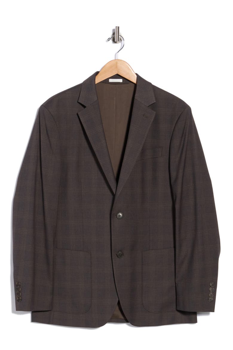 Trim Fit Twill Sport Coat, Alternate, color, BROWN CHECK