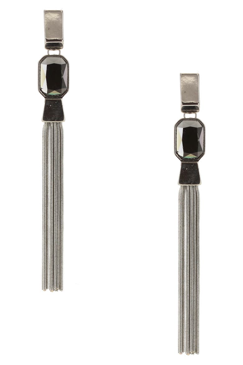 Elea Chain Drop Earrings, Main, color, SILVER / CLEAR