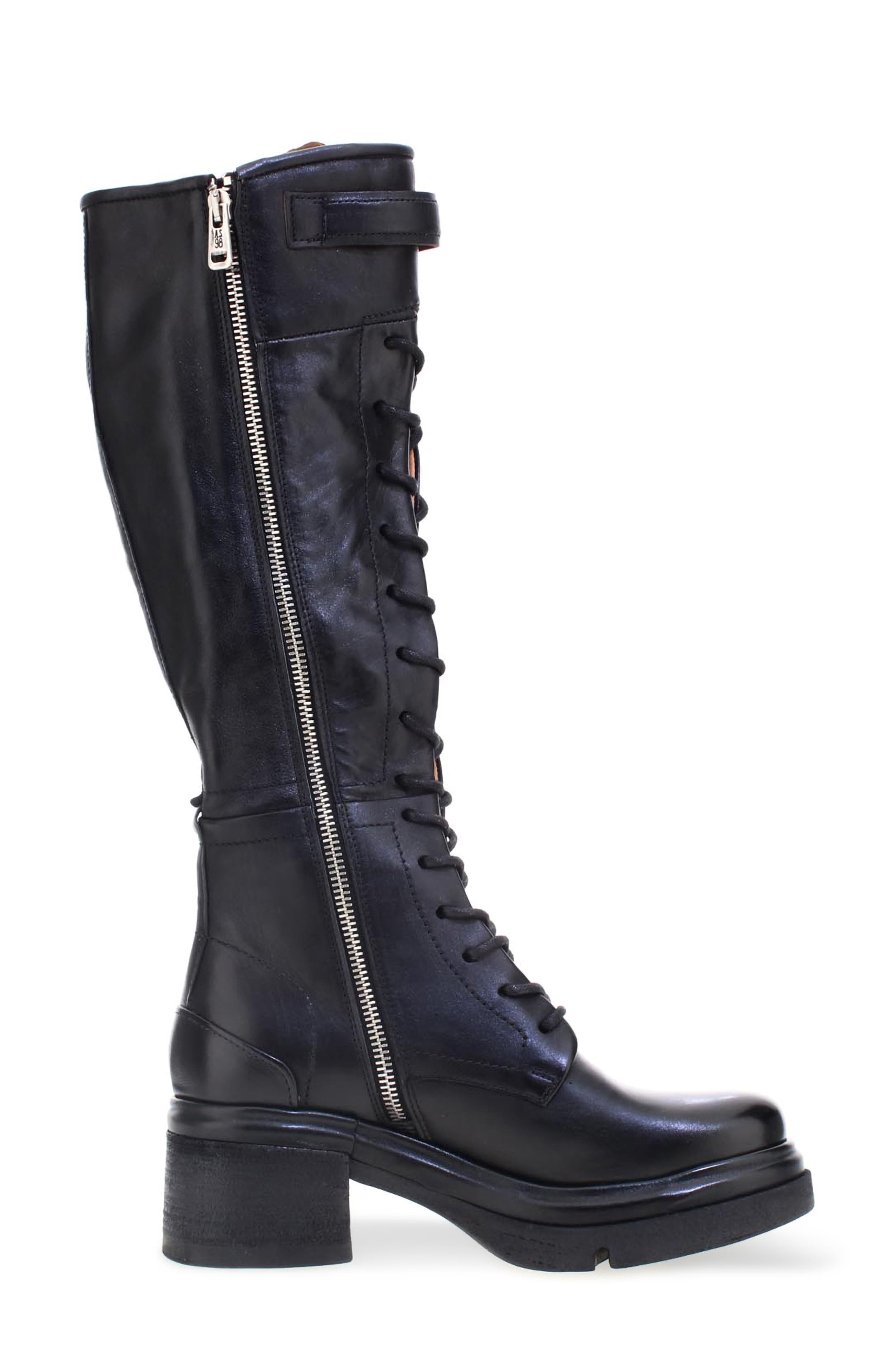 A.S.98 Edison Lace-Up Knee High Boot, Alternate, color, Black