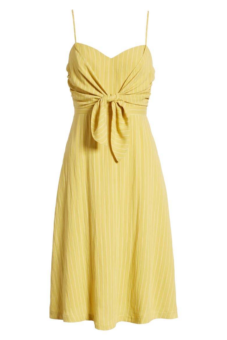 Stripe Tie Front Midi Dress, Alternate, color, YELLOW STRIPE