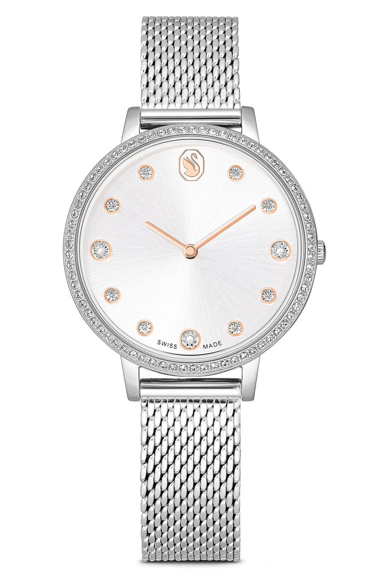 Clarica Mesh Strap Watch, 35mm, Main, color, SILVER