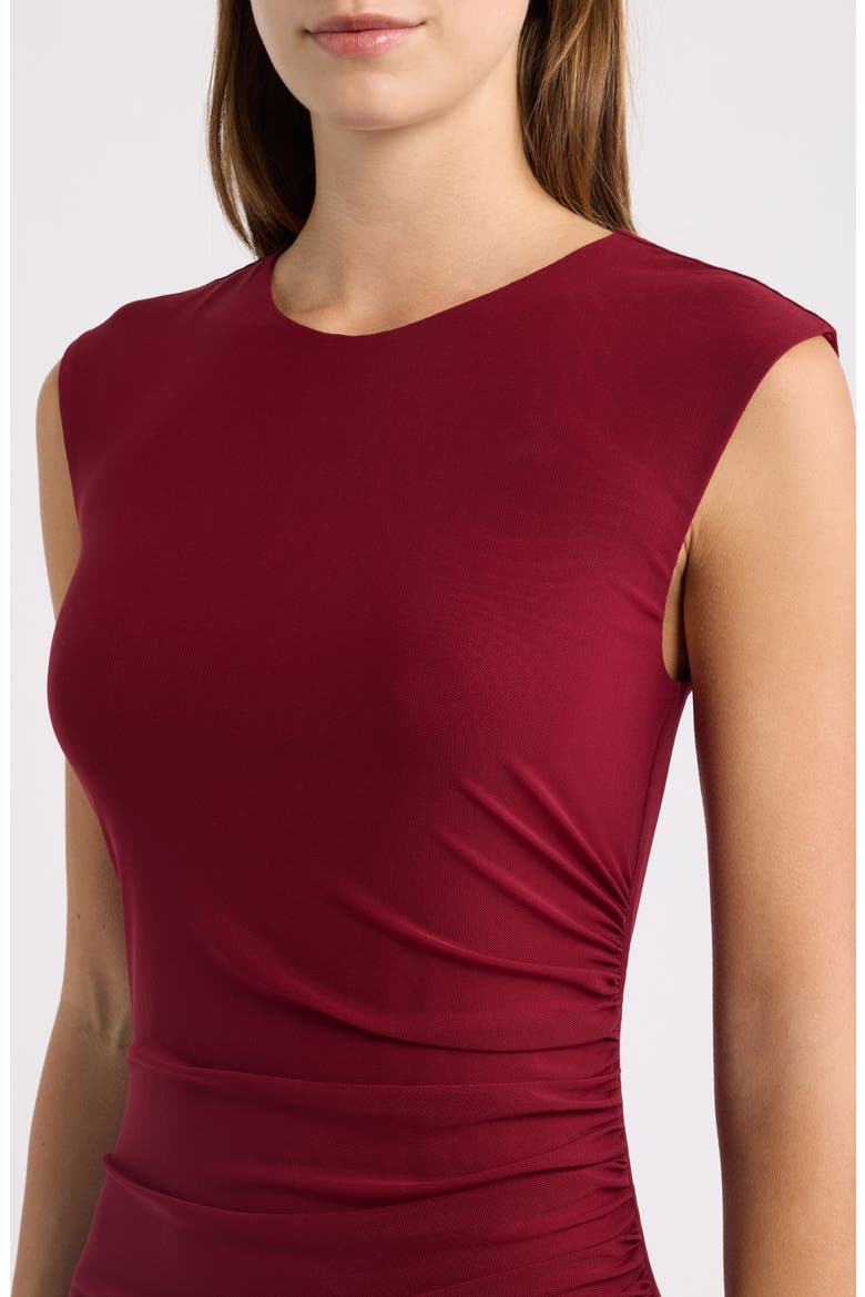 Hazy Charm Side Ruched Maxi Dress, Alternate, color, BURGUNDY