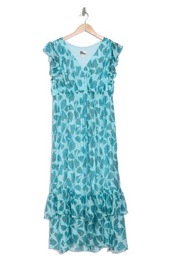 The Good Journey Ruffle Tiered Midi Dress In Blue