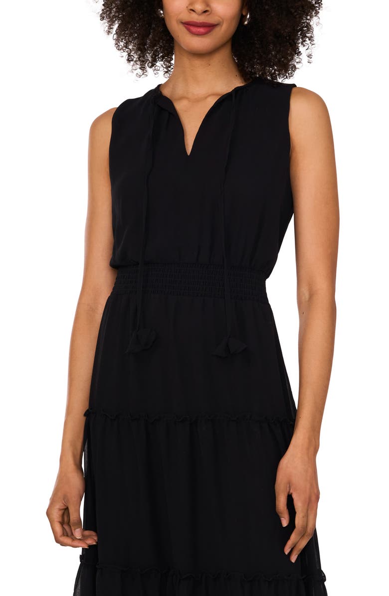 1.STATE Tie Neck Sleeveless Tiered Maxi Dress, Alternate, color,