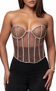 JLUXLABEL Rhinestone Corset Top
