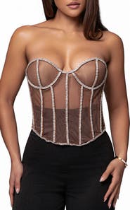 JLUXLABEL Rhinestone Corset Top