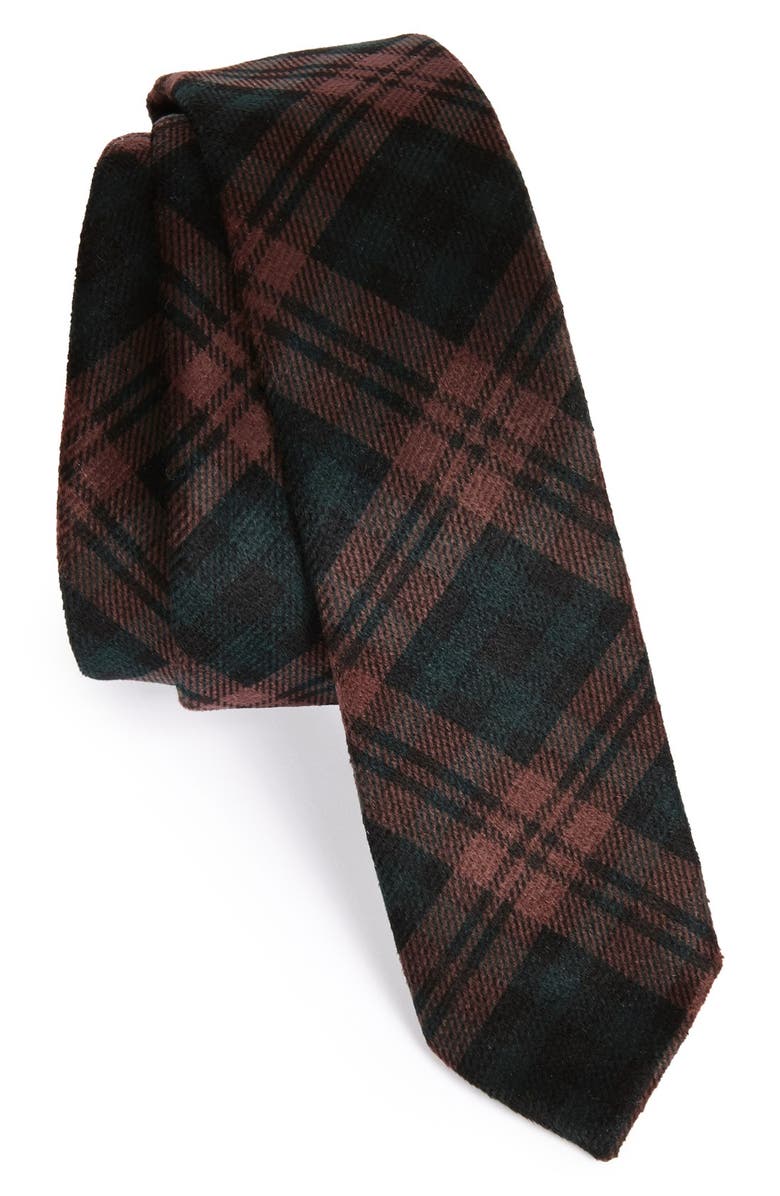 Topman Plaid Velvet Slim Tie, Main, color, 