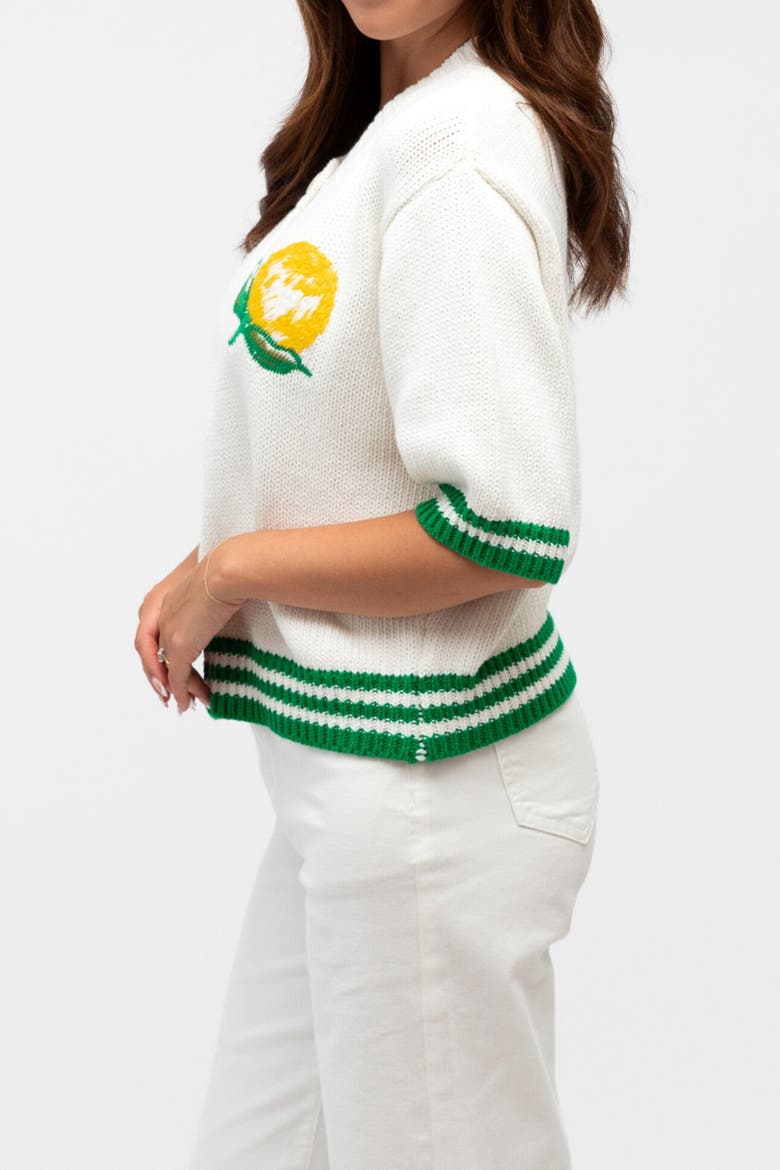 Embroidered Lemon Cardigan, Alternate, color, White