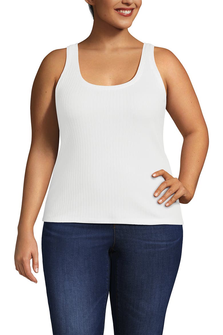 Pointelle Rib UNeck Tank, Main, color, White