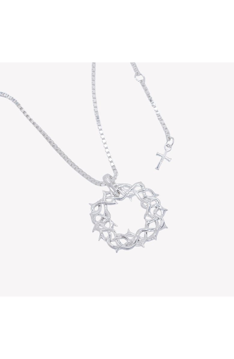 Rizen Jewelry Crown of Thorns Large Pendant Necklace, Alternate, color, Sterling Silver