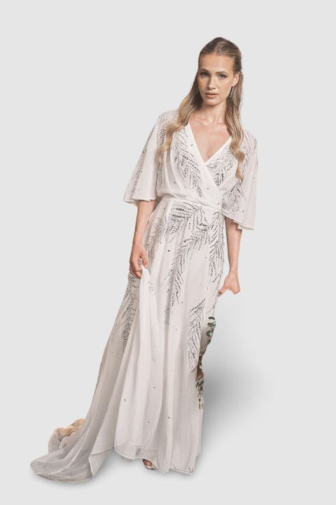Angel Sleeve Maxi Wedding Dress