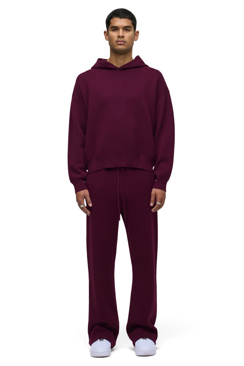 Cotton & Cashmere Double Knit Hoodie, Alternate, color, BORDEAUX