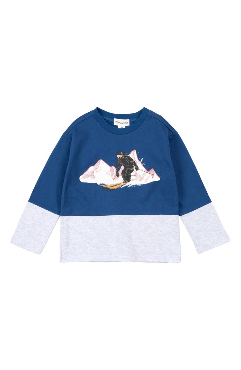 MILES THE LABEL Kids' Ski Slope Colorblock Cotton Sweatshirt, Main, color, Royal Blue