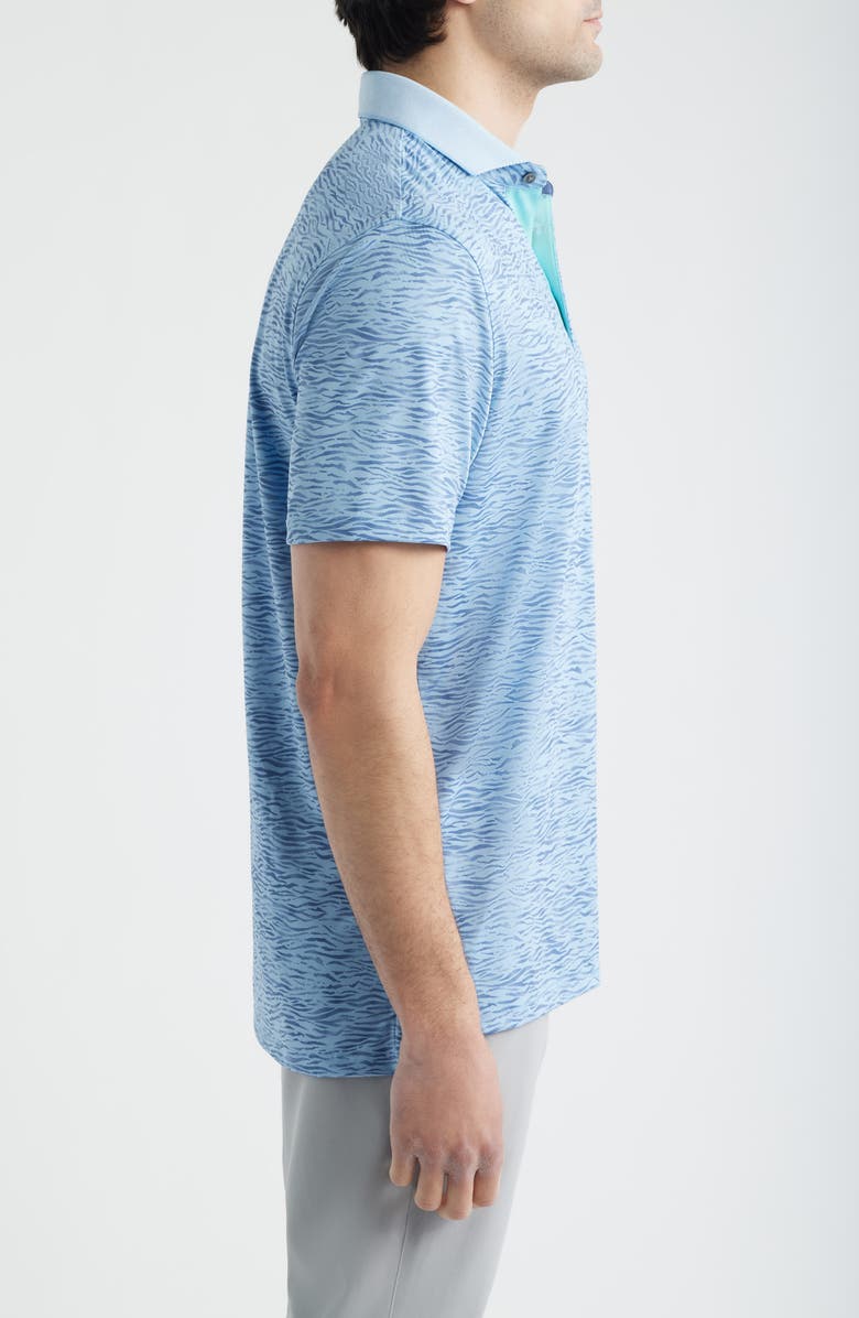Greyson Deep Water Performance Print Polo, Alternate, color, Wolf Blue