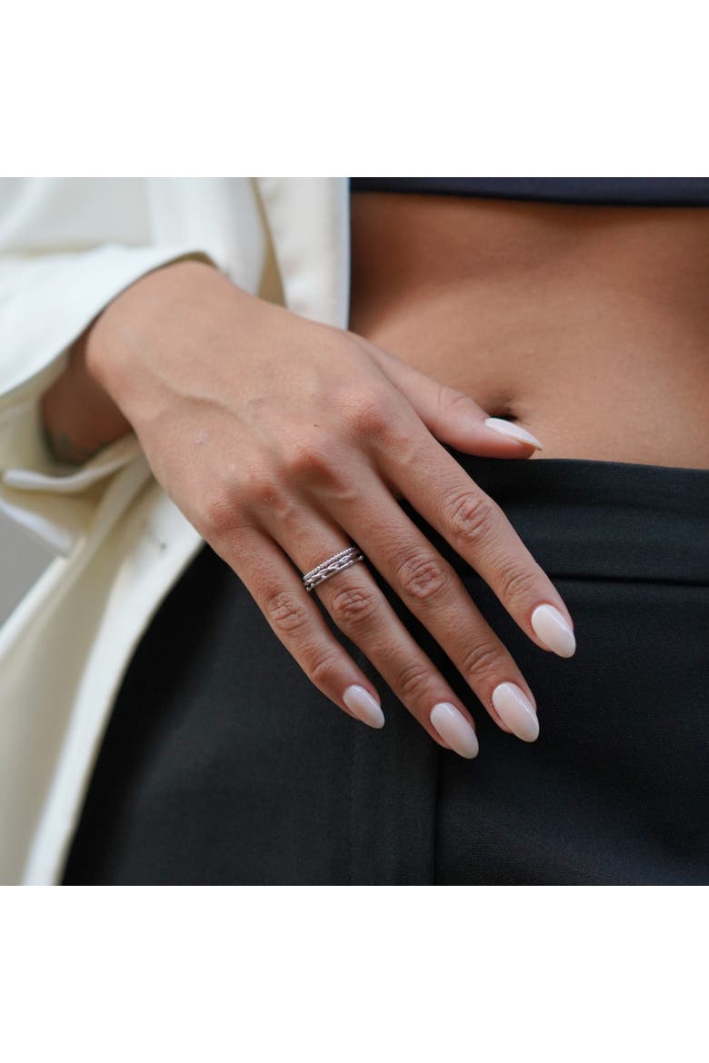 Skinny Layering Adjustable Ring Set, Alternate, color, Silver