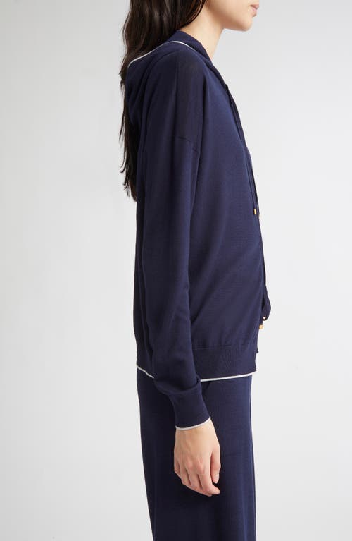 Eleventy Merino Wool Zip Hoodie In Blue