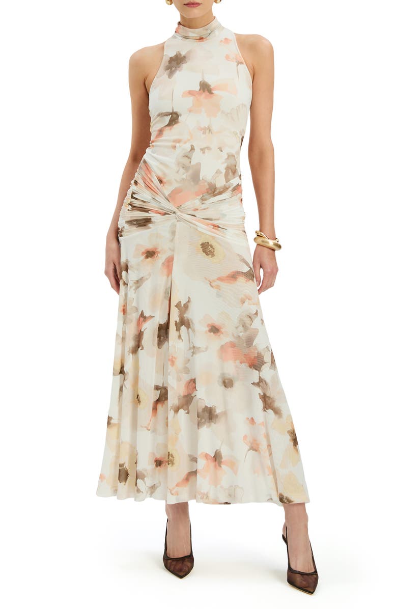 Bardot Leanna Floral Mesh Maxi Dress, Main, color, Ivory Floral