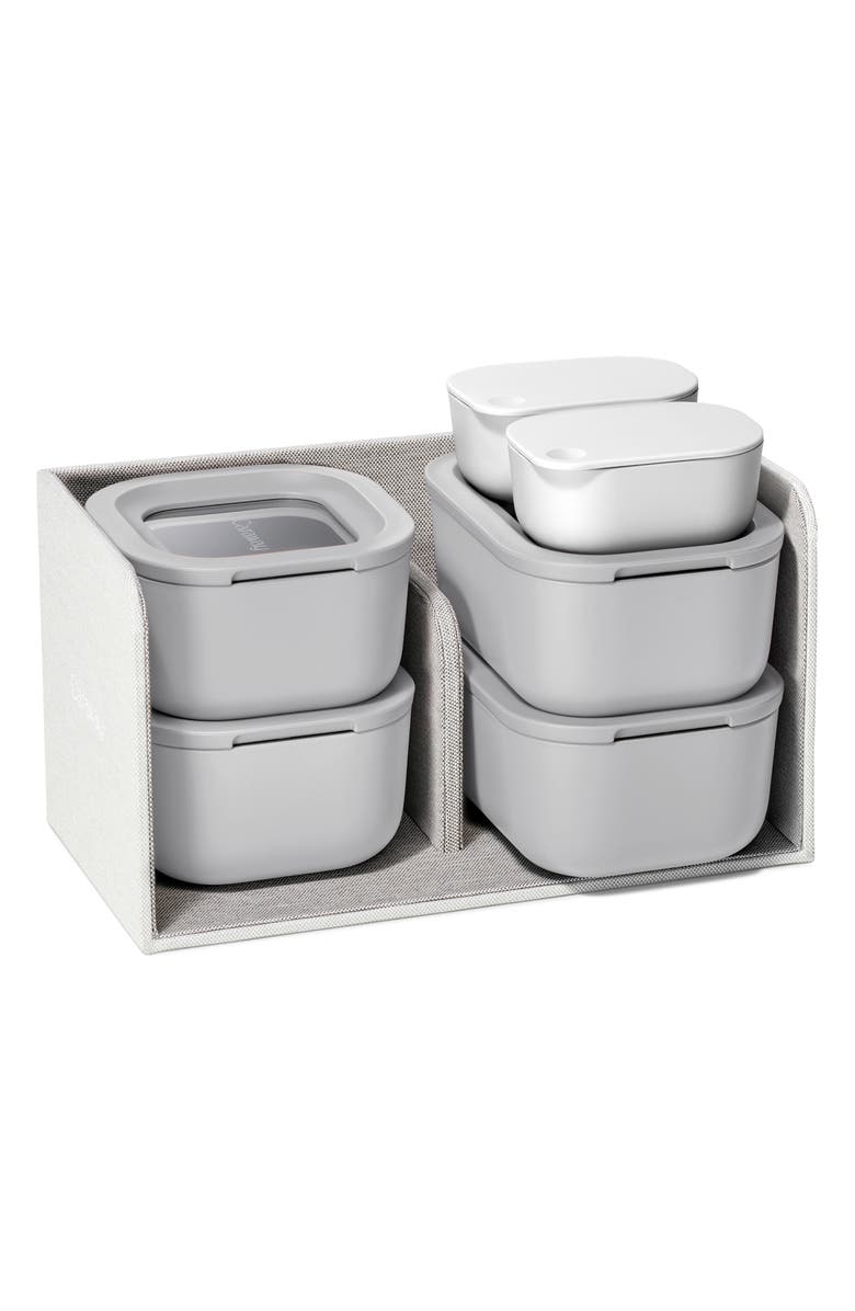 CARAWAY Mini Glass Food Storage 11-Piece Set, Alternate, color, Gray