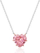 Crislu Pink Cubic Zirconia Heart Pendant Necklace