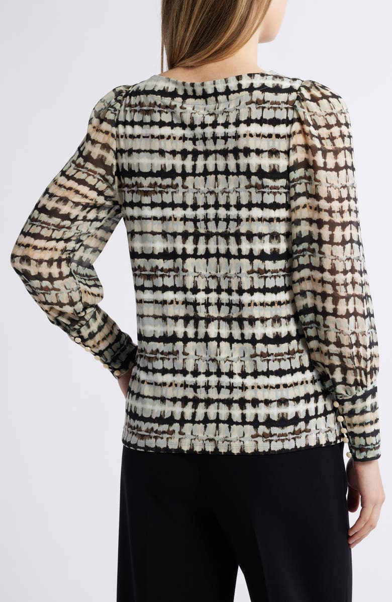 Anne Klein Print Bishop Sleeve Top, Alternate, color, 