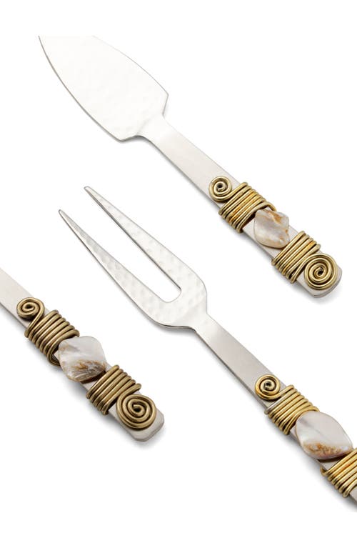 Tiramisu Mother Of Pearl Set Of 3 Cheese Knives In Silver