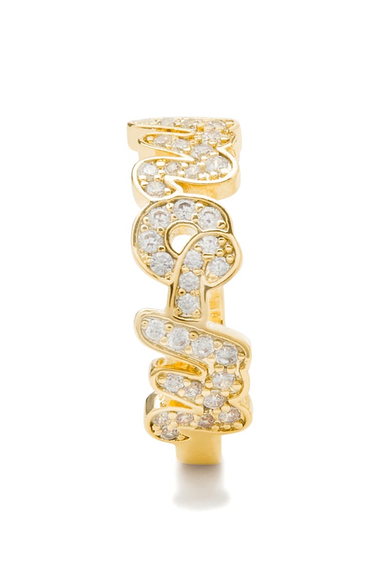 Kate Spade New York mom pavé cubic zirconia hoop earrings, Alternate, color, Clear/Gold.