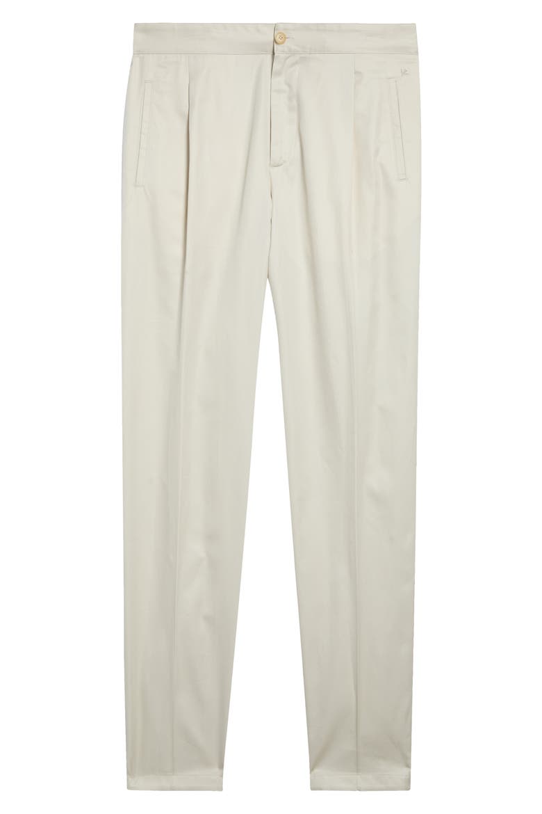 Single Pleat Cotton Pants, Main, color, BIANCO PERLA