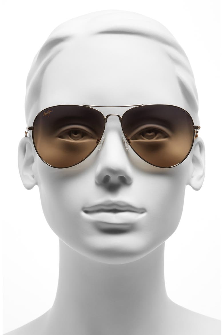 Mavericks 61mm Polarized Oversize Aviator Sunglasses, Alternate, color, GOLD/ BRONZE