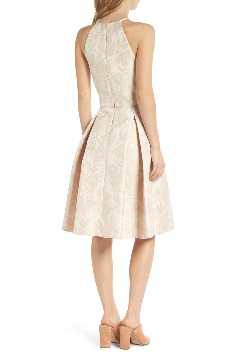 Evelyn Sea Holly Jacquard Halter Dress, Alternate, color, BLUSH COMBO