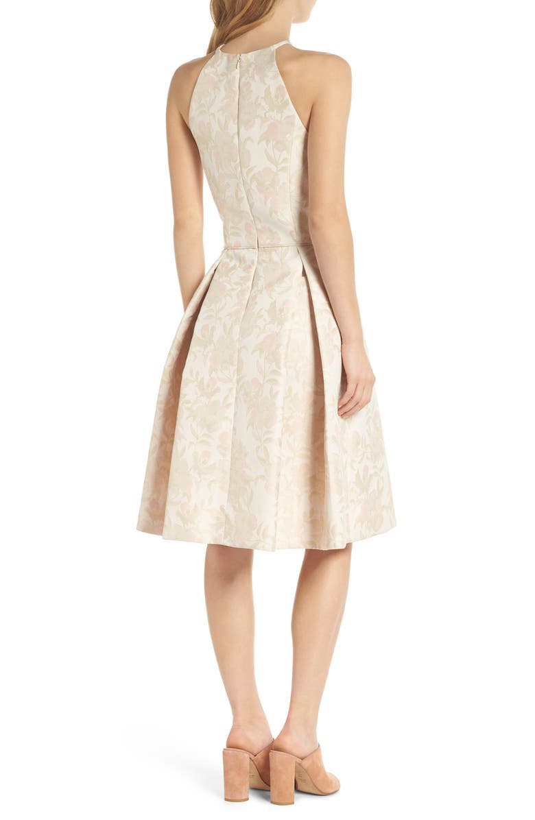 Gal Meets Glam Collection Evelyn Sea Holly Jacquard Halter Dress, Alternate, color,