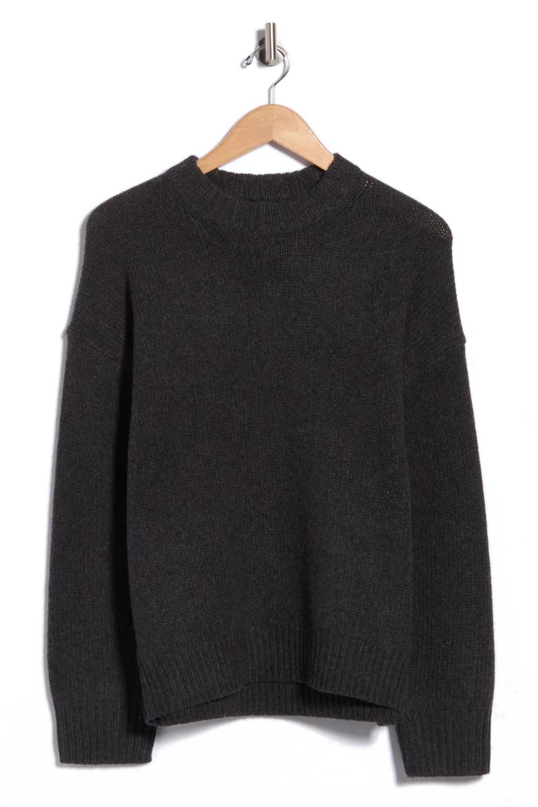 Oversized Crewneck Felted Wool & Cashmere Sweater, Main, color, CHARCOAL